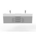 Castello Usa Amazon 60" Wall Mounted Gray Vanity With White Top And Chrome Handles CB-MC-60G-CHR-2056-WH